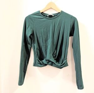 NWT Zara × Green Long Sleeve Crop Twist Tee